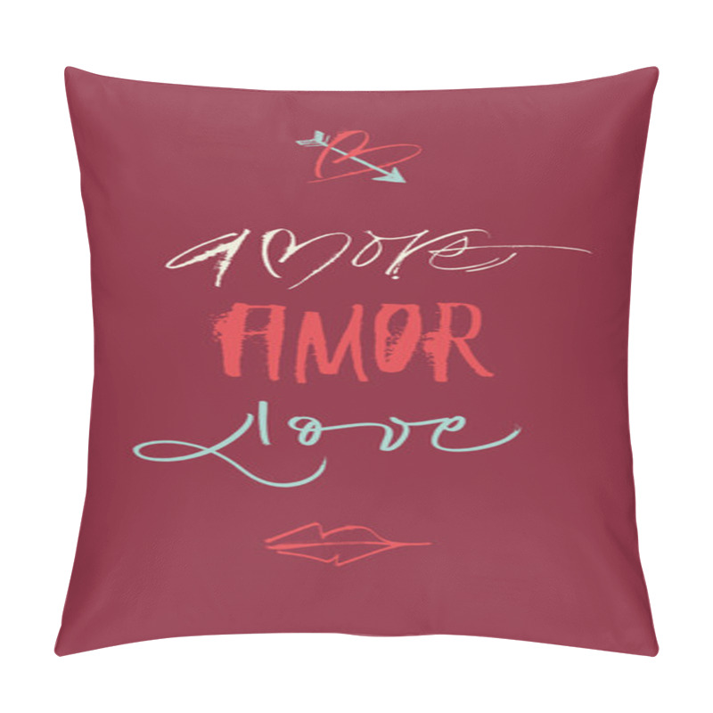 Personality  Hand-written Amore Love Amor. EPS Vector File. Hi Res JPEG Included. Pillow Covers