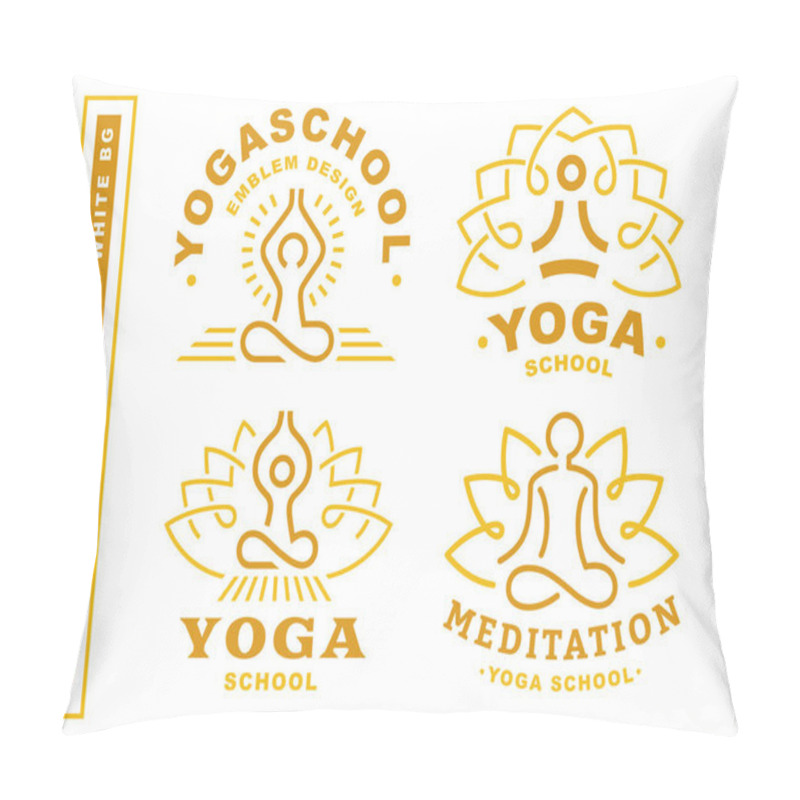 Personality  Set Yoga Logos - Vector Illustration, Emblem On White Background Pillow Covers