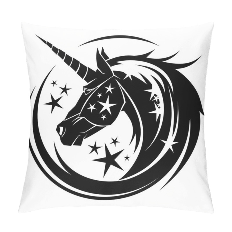 Personality  Unicorn Head Circle Tattoo Illustration Pillow Covers