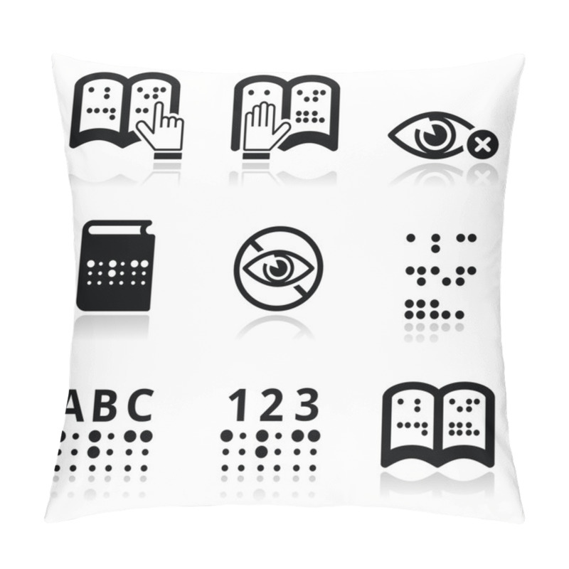 Personality  Blindness, Braille Writing System Icon Set Pillow Covers