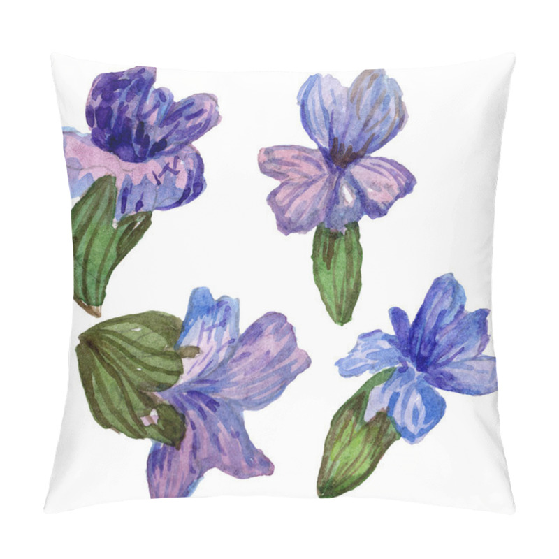 Personality  Purple Lavender Flowers. Wild Spring Wildflowers Isolated On White. Hand Drawn Lavender Flowers In Aquarelle. Watercolor Background Illustration. Pillow Covers