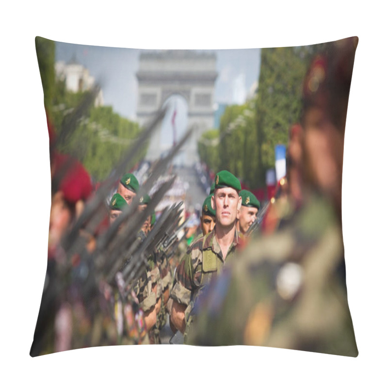 Personality  France, Paris - 14 July 2011. Legionnaires March On The Parade On The Champs Elysees. Pillow Covers