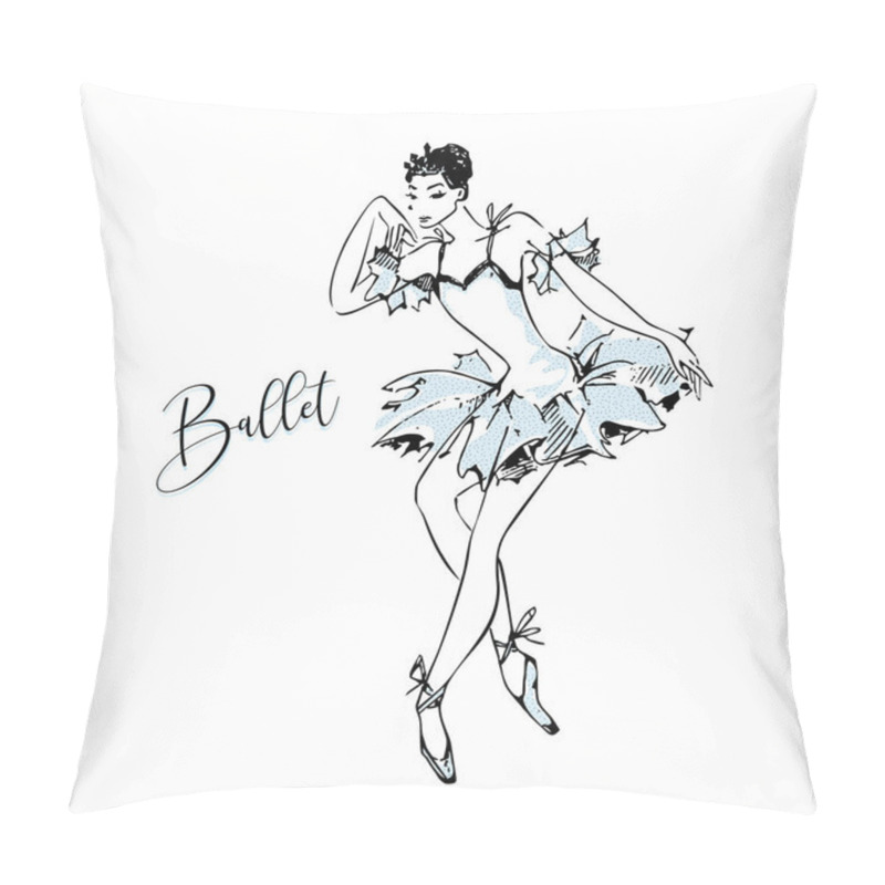 Personality  Ballerina. White Swan. Ballet Dance Vector Illustration Pillow Covers