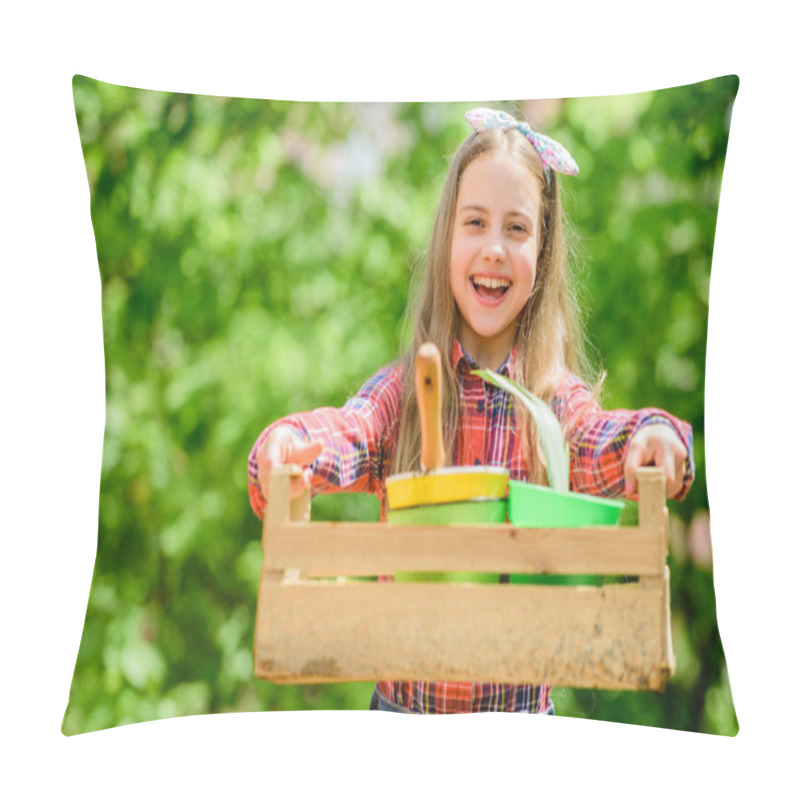 Personality  I Love My Job. Little Girl Kid In Forest. Summer Farm. Happy Childhood. Little Girl With Gardening Tools. Earth Day. Spring Village Country. Ecology Environment. Happy Childrens Day Pillow Covers