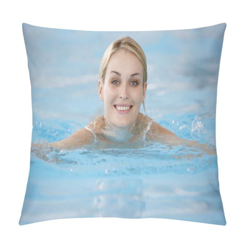 Personality  Young Woman Swimming In Pool Pillow Covers