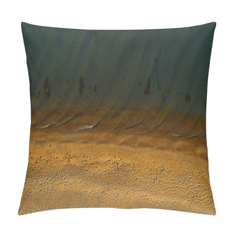 Personality  Drone Coastline View With White Peaceful Beach. Sea Waves Breaking On Coastline. Pillow Covers