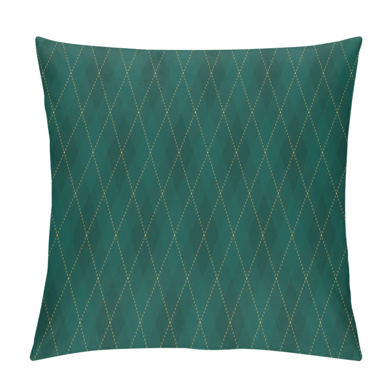 Personality  Argyle Vector Pattern. Dark Green With Thin Slim Golden Dotted Line. Seamless Vivid Geometric Background For Fabric, Textile, Men Clothing, Wrapping Paper. Backdrop Little Gentleman Party Invite Card Pillow Covers