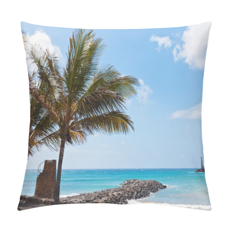 Personality  View Of Palms On A Beach Pillow Covers