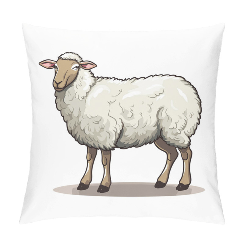 Personality  Ewe. Ewe Hand-drawn Illustration. Vector Doodle Style Cartoon Illustration Pillow Covers