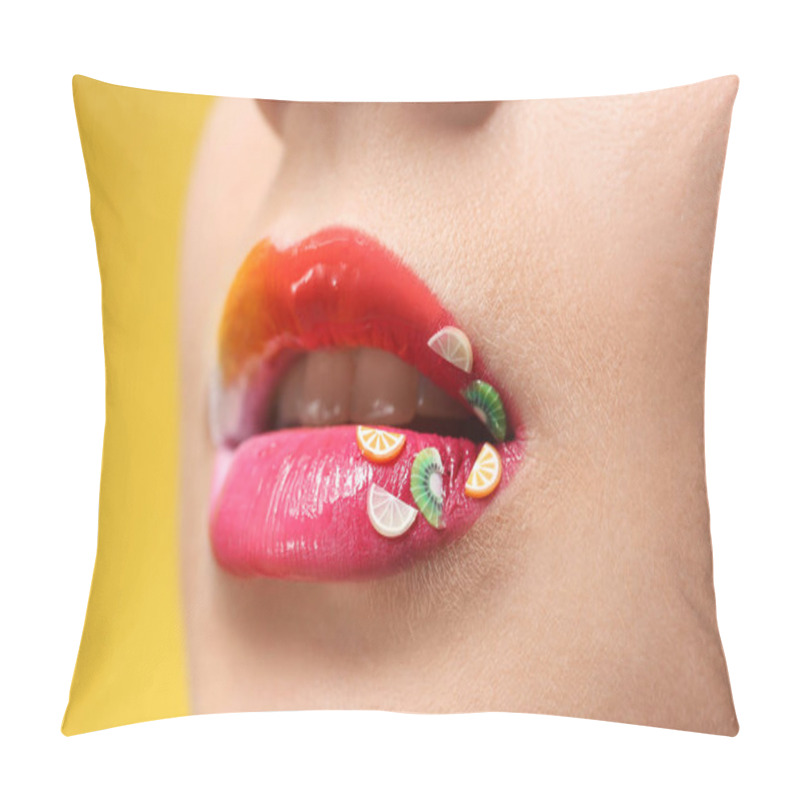 Personality  Woman With Creative Makeup Pillow Covers