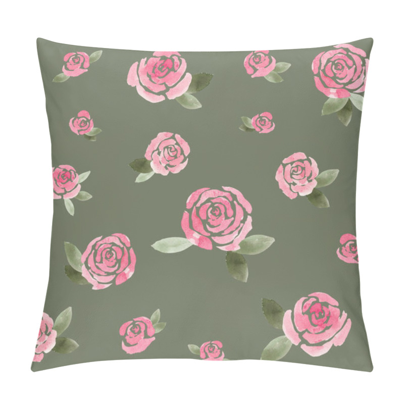 Personality  Pink Roses On Green Background Create A Vibrant Floral Pattern For Textiles And Decorations Pillow Covers