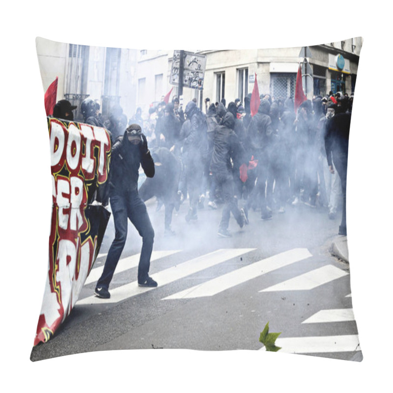 Personality  Paris, Feance June 4,2016.Antifascists Clashed With Riot Police During March In The 3rd Anniversary Of The Death Of Young Far-left Activist Clement Meric Who Died In A Fight With Skinheads In Paris. Pillow Covers