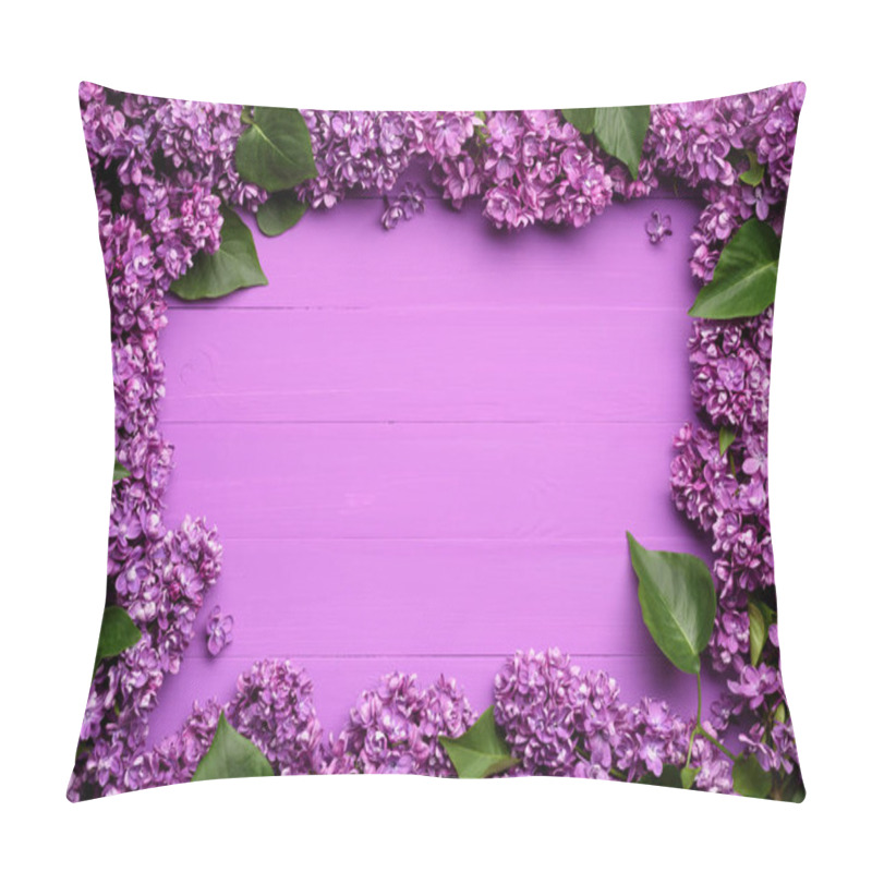 Personality  Spring Background With Frame Of Lilac Flowers Pillow Covers