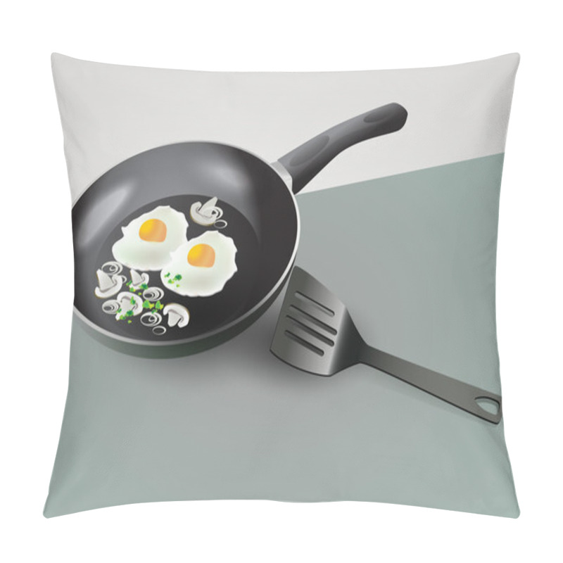 Personality  Vector Scrambled Eggs In Skillet. Pillow Covers