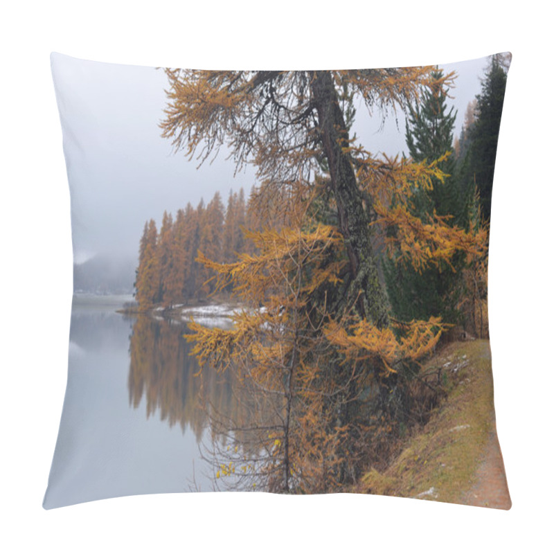 Personality  Lake St. Moritz With The First Snow In The Autumn Pillow Covers