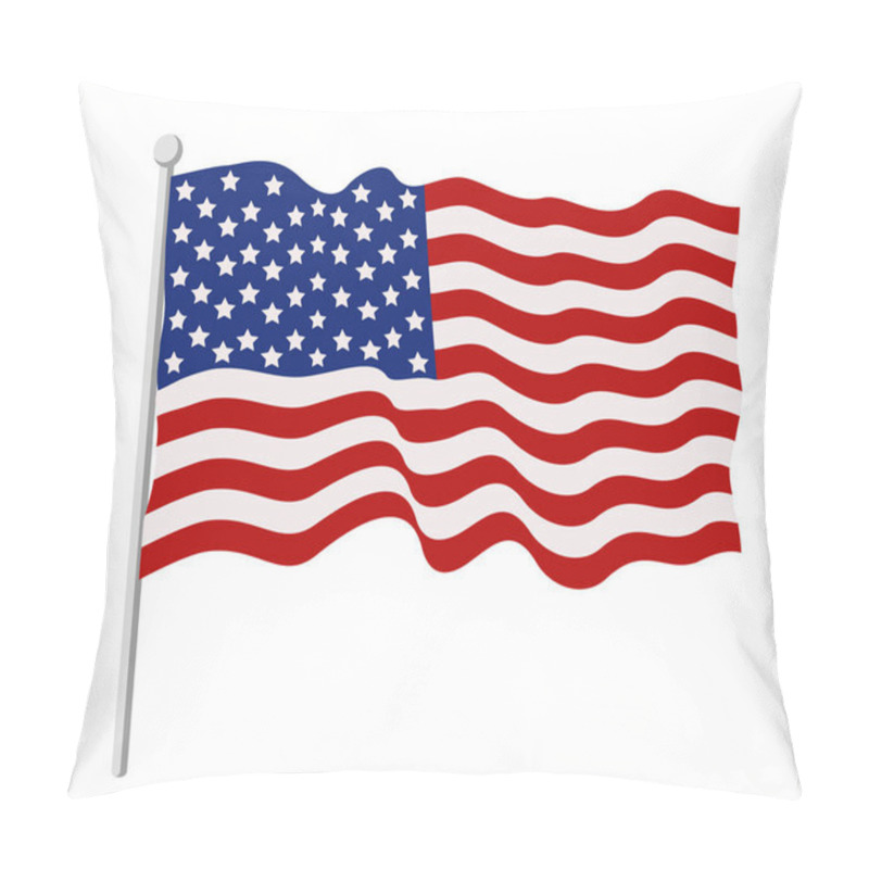 Personality  Flag Of America Is Developing In The Wind, On A White Background. Independence Day USA Pillow Covers