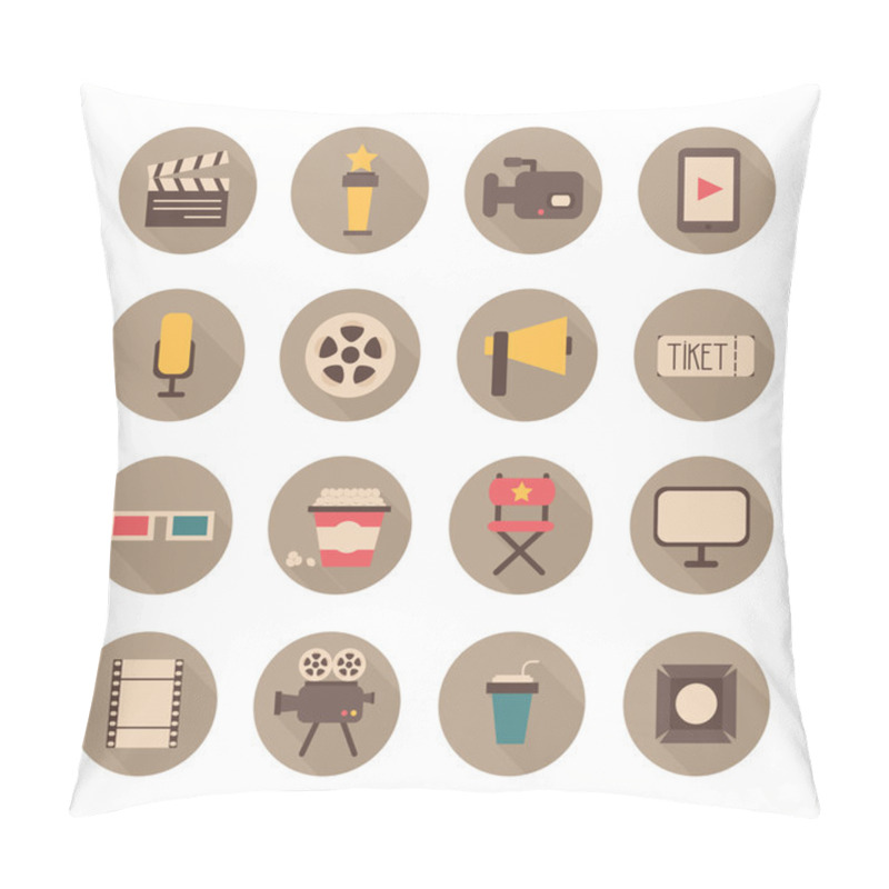 Personality  Set Of Movie Design Elements And Cinema Icons In Flat Style. Vector Illustration. Pillow Covers