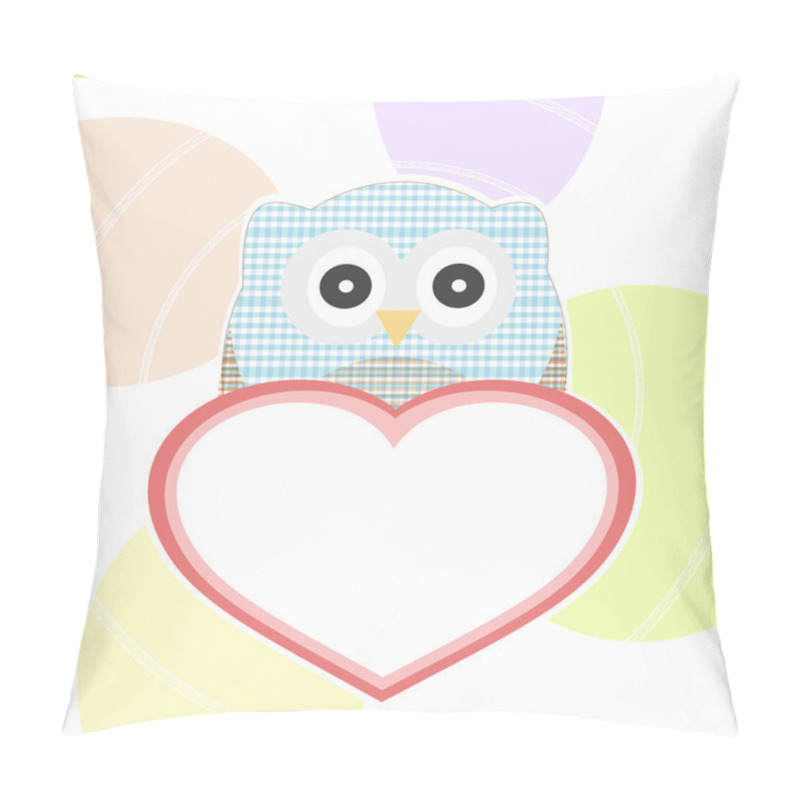 Personality  Cute Smile Textile Owls In Love With A Big Vector Heart Pillow Covers