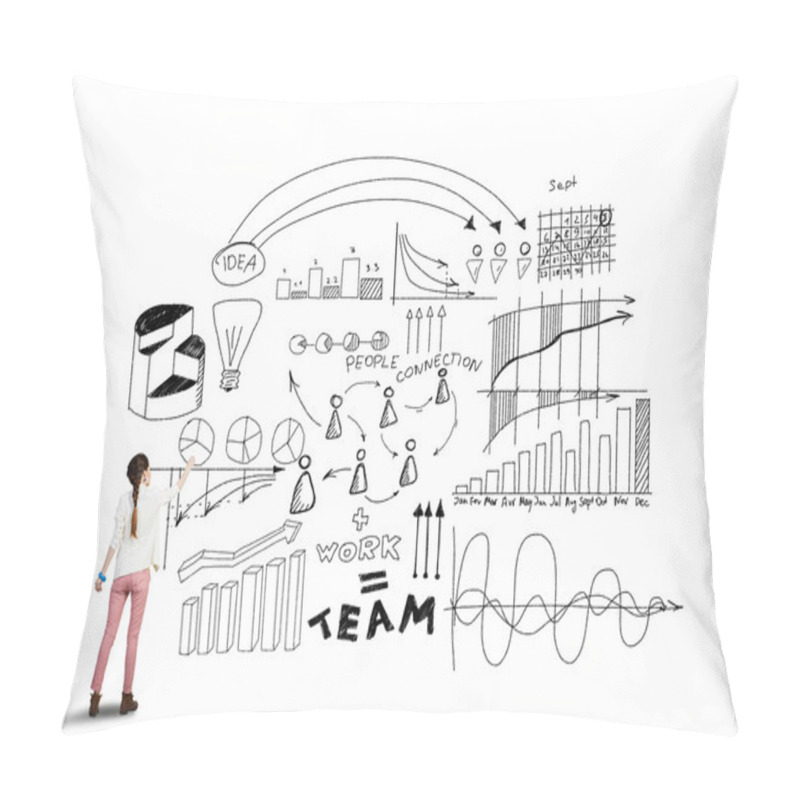 Personality  Girl Drawing Infograph Sketches Pillow Covers