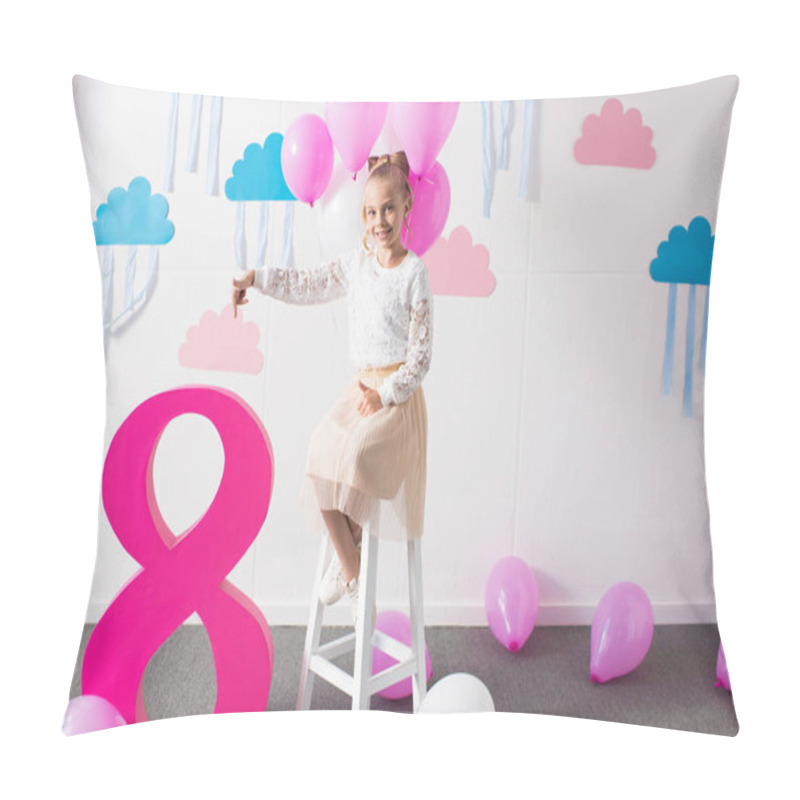 Personality  Girl With Balloons At Birthday Party Pillow Covers