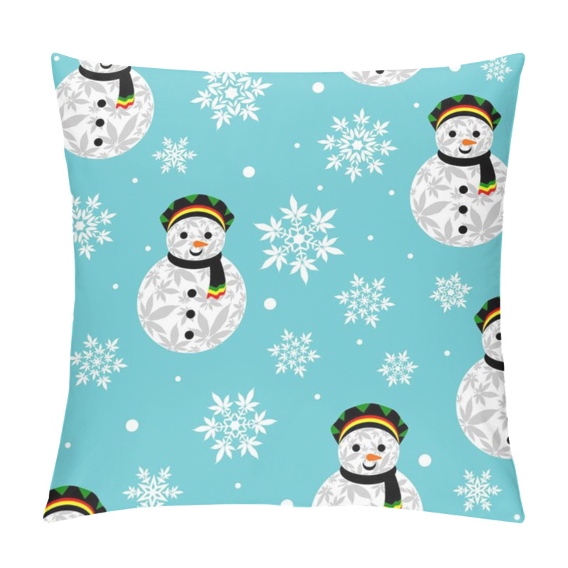 Personality  Rasta Snowman Vector Seamless Pattern Pillow Covers