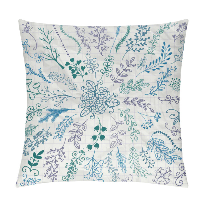 Personality  Hand Sketched Rustic Floral Branches On Crumpled Paper Pillow Covers