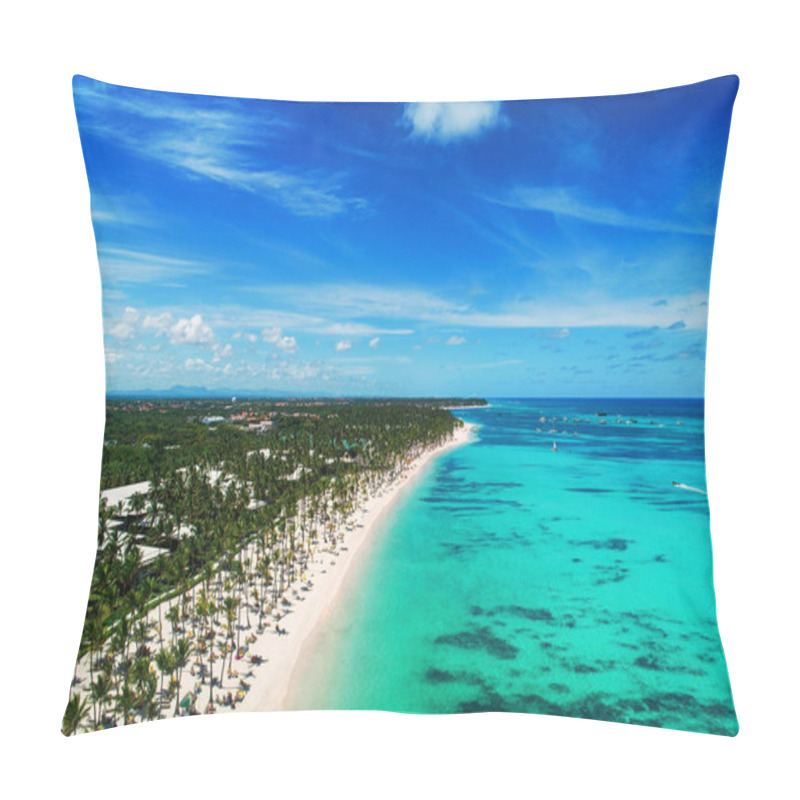 Personality  Aerial View Of Punta Cana Beach Resort, Dominican Republic. Summer Holiday With Parasailing, Diving, Swimming, Sunbathing. Pillow Covers