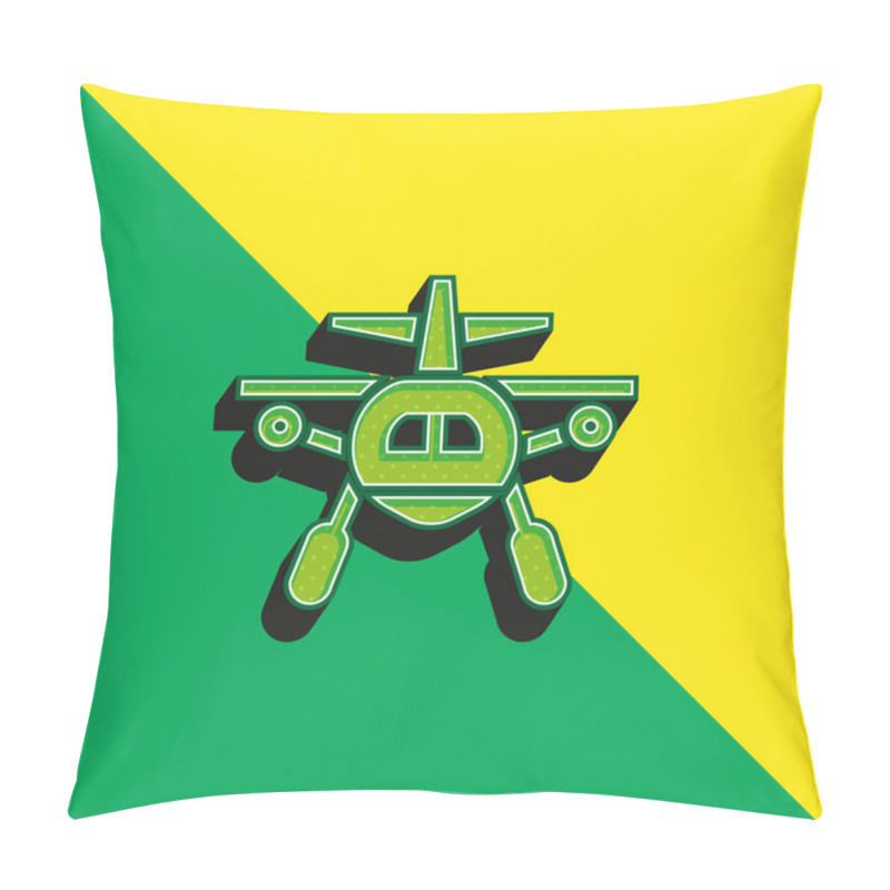 Personality  Aircraft Green And Yellow Modern 3d Vector Icon Logo Pillow Covers