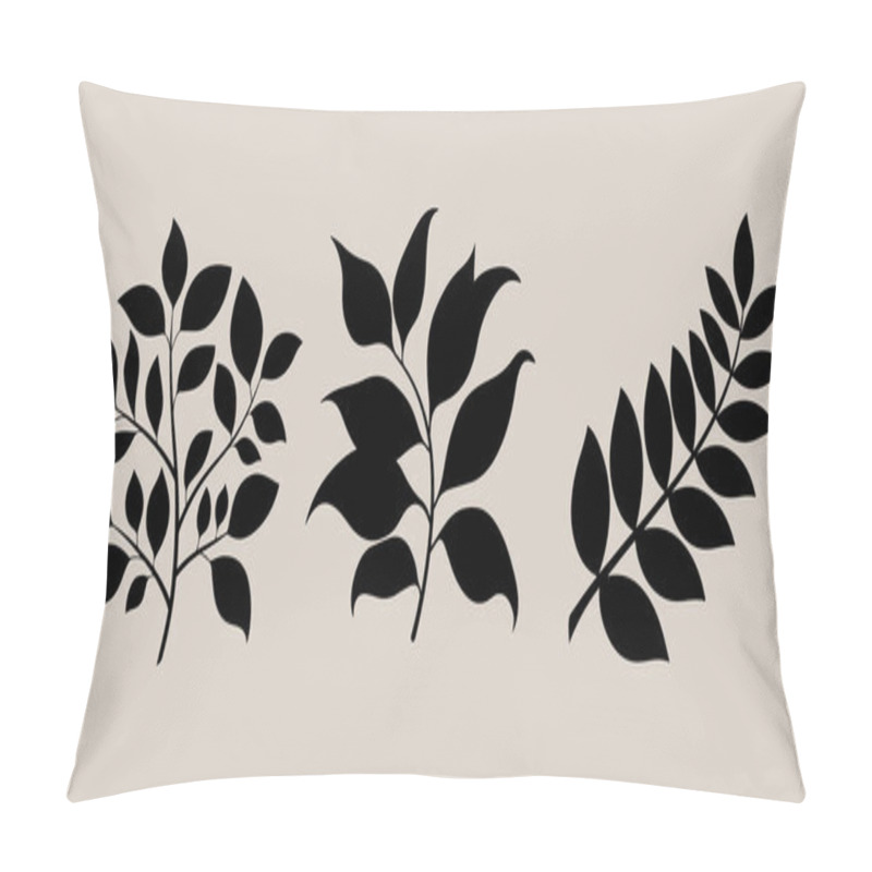 Personality  Set Of Black Silhouettes Of Various Leaves And Branches Vector Illustration Pillow Covers