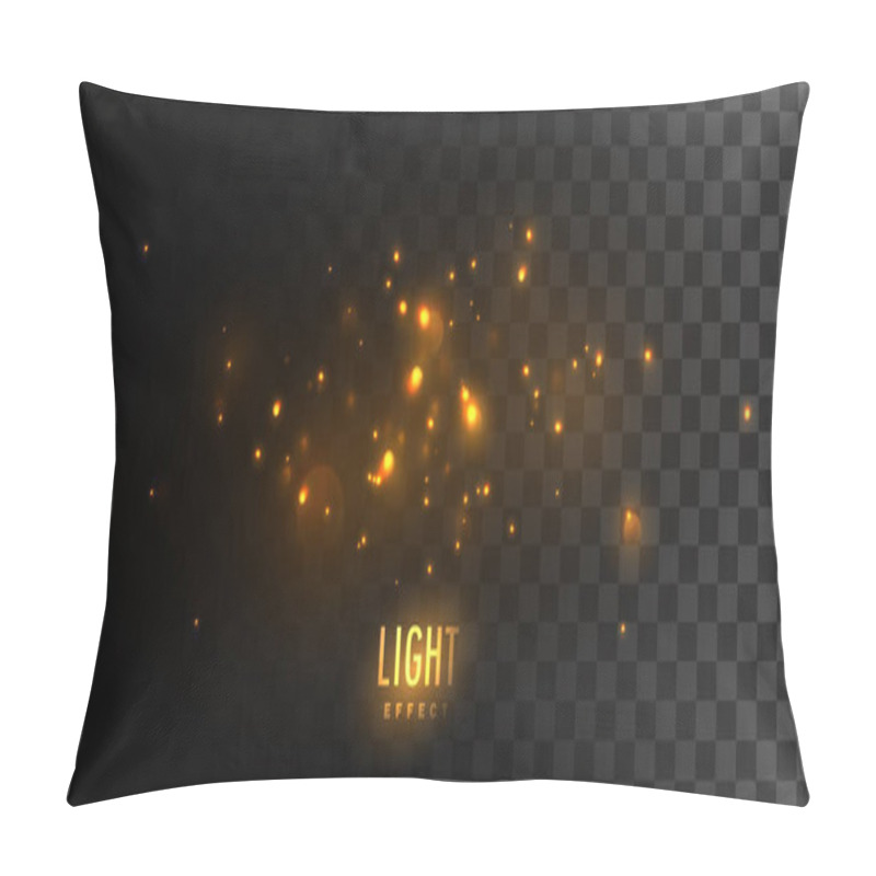 Personality  Golden Glittering Sparkles Isolated On Dark Checkered Transparent Background. Vector Illustration Of Shiny Particles. Luminous Fire Stars. Light Effect Element For Design Pillow Covers