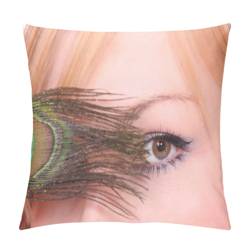 Personality  Beautiful Woman With Peacock Feather Eye Pillow Covers