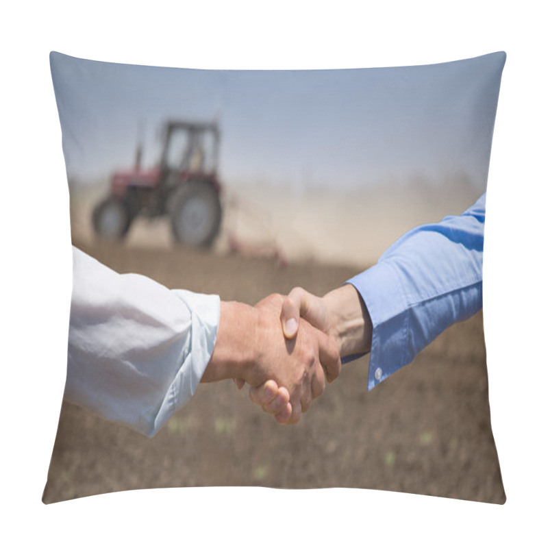 Personality  Farmers Shking Hands In Front Of Tractor Pillow Covers