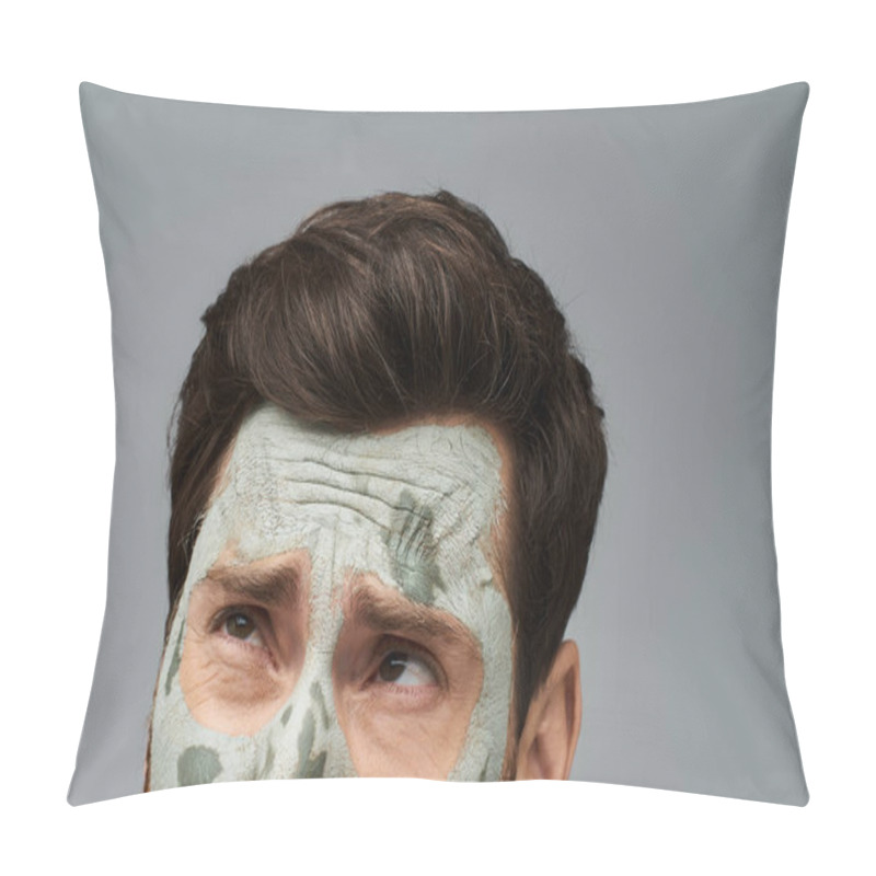 Personality  A Man Wearing A Face Mask Poses For A Portrait. Pillow Covers