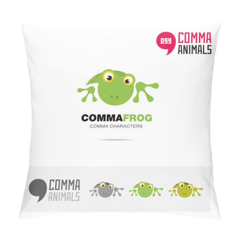 Personality  Frog Animal Concept Icon Set And Modern Brand Identity Logo Template And App Symbol Based On Comma Sign Pillow Covers