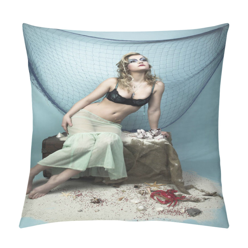 Personality  Young Model With Mermaid Makeup Pillow Covers