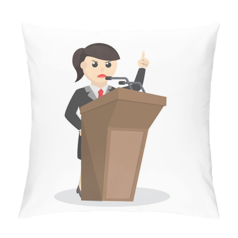 Personality  Business Woman Secretary Angry Spoken In Podium Design Character On White Background Pillow Covers