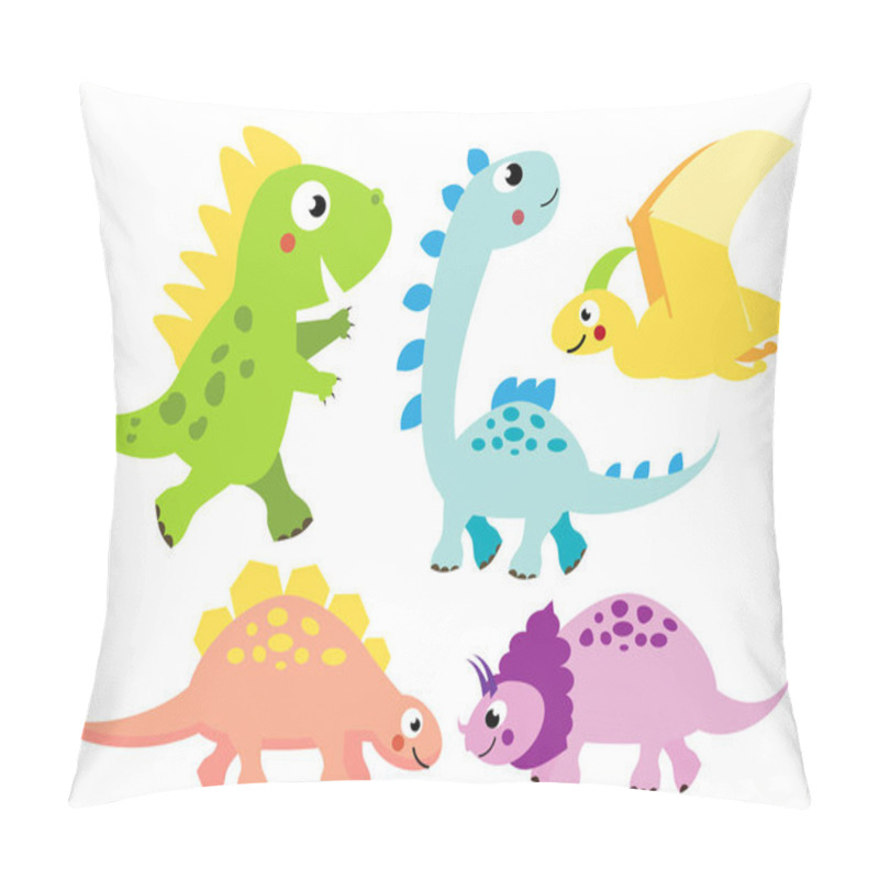 Personality  Cute Dinosaurs Set. Cartoon Dino Characters, Isolated Elements For Kids Design, Stickers, Books Pillow Covers