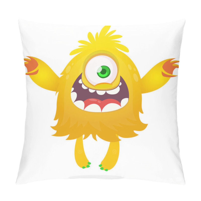 Personality  Happy Cartoon Monster. Halloween Vector Illustration Pillow Covers