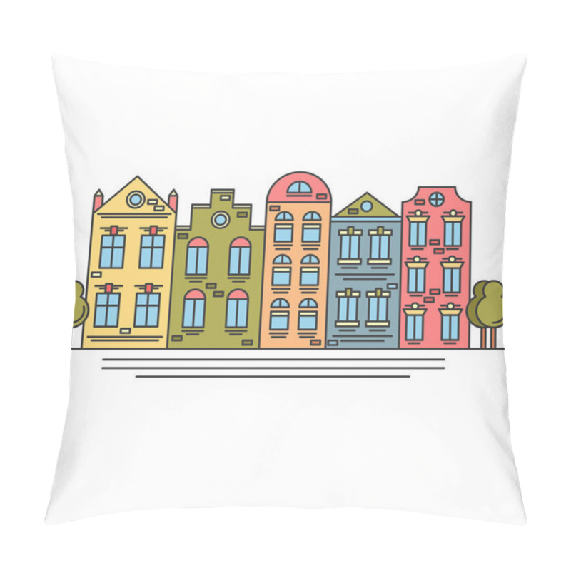 Personality  City Facade Vector Illustration Pillow Covers