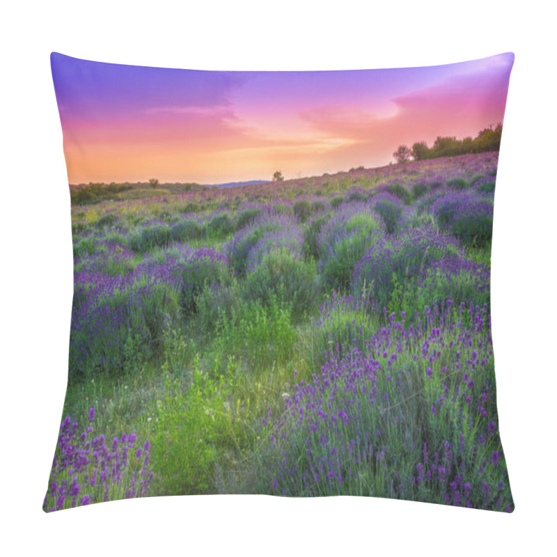 Personality  Sunset Over A Summer Lavender Field In Tihany, Hungary- This Photo Make HDR Shot Pillow Covers