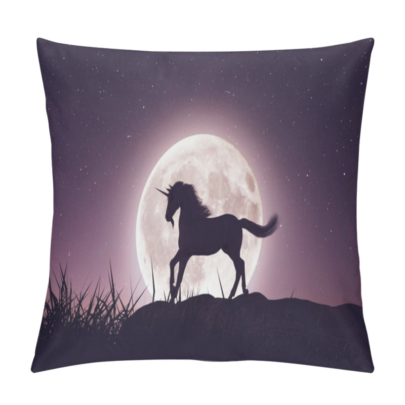 Personality  Unicorn With The Moonlight,3d Rendering Pillow Covers