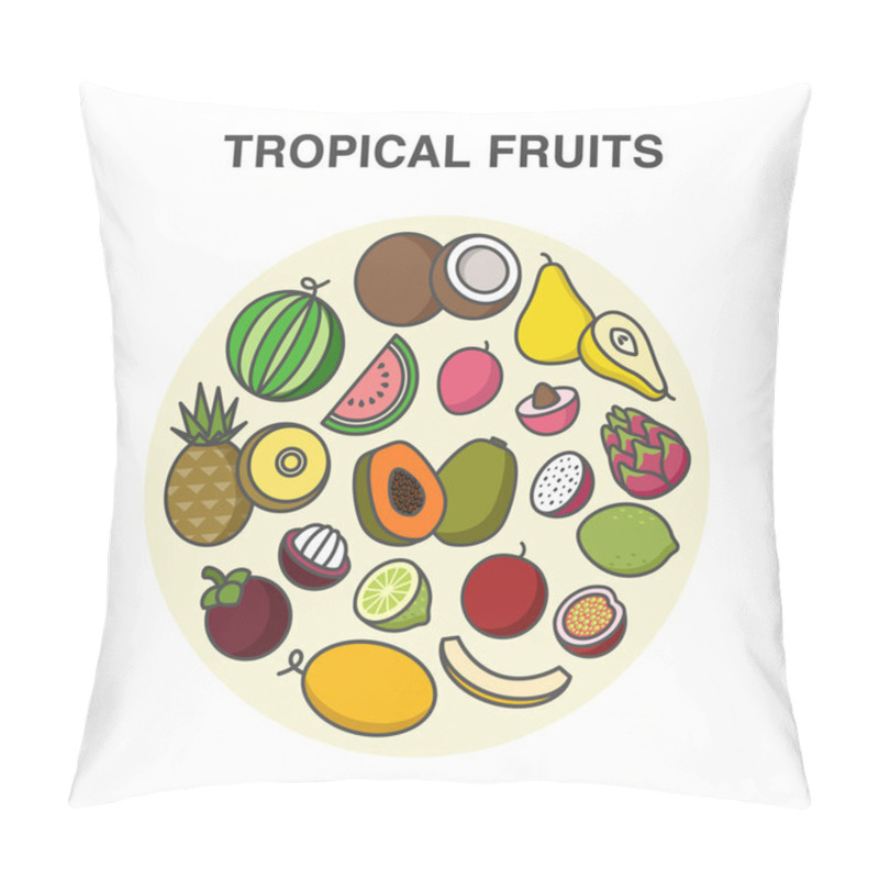 Personality  Tropical Fruits In A Circle Composition Pillow Covers