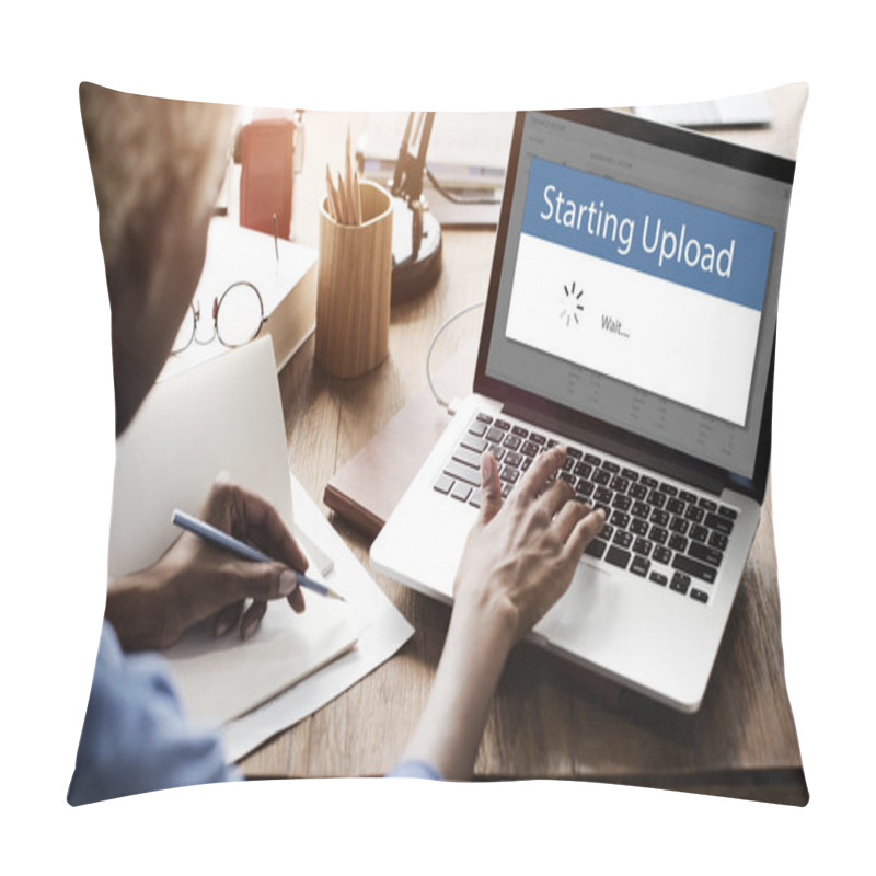 Personality  African Woman Using Laptop Pillow Covers