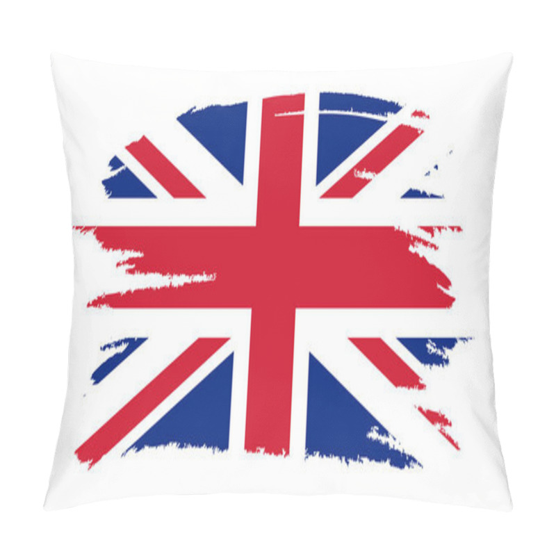 Personality  United Kingdom Flag. Brush Painted UK Flag. Hand Drawn Style Illustration With A Grunge Effect And Watercolor. United Kingdom Flag With Grunge Texture. Pillow Covers