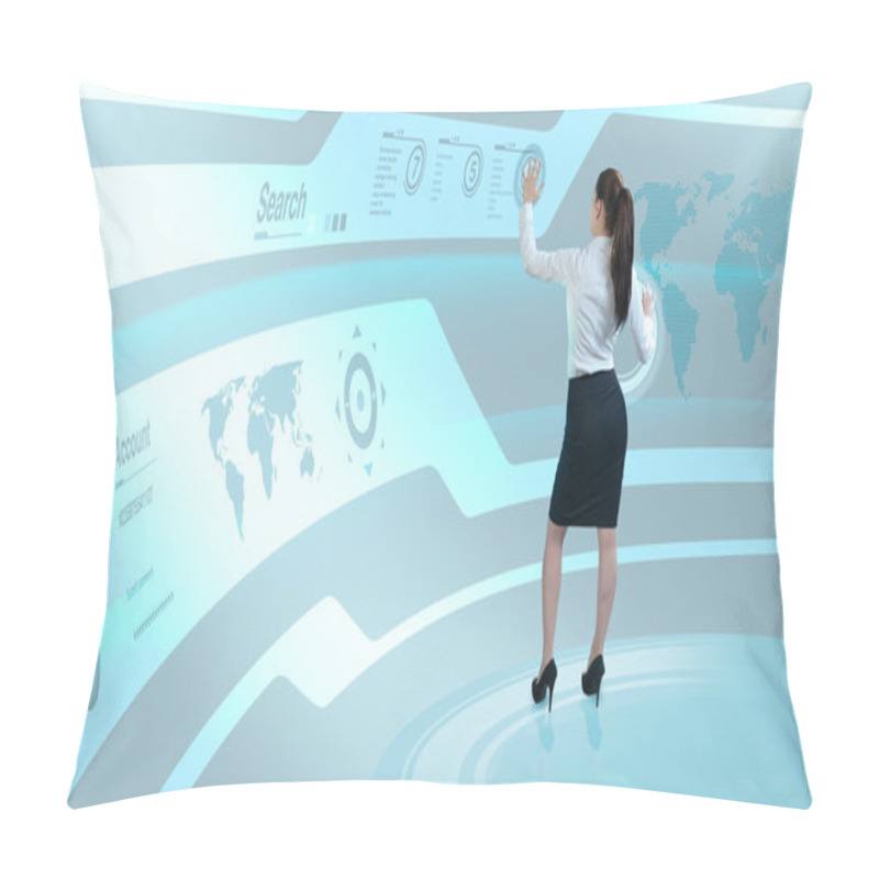 Personality  Brunette Operating Search Interface On The Wall Pillow Covers