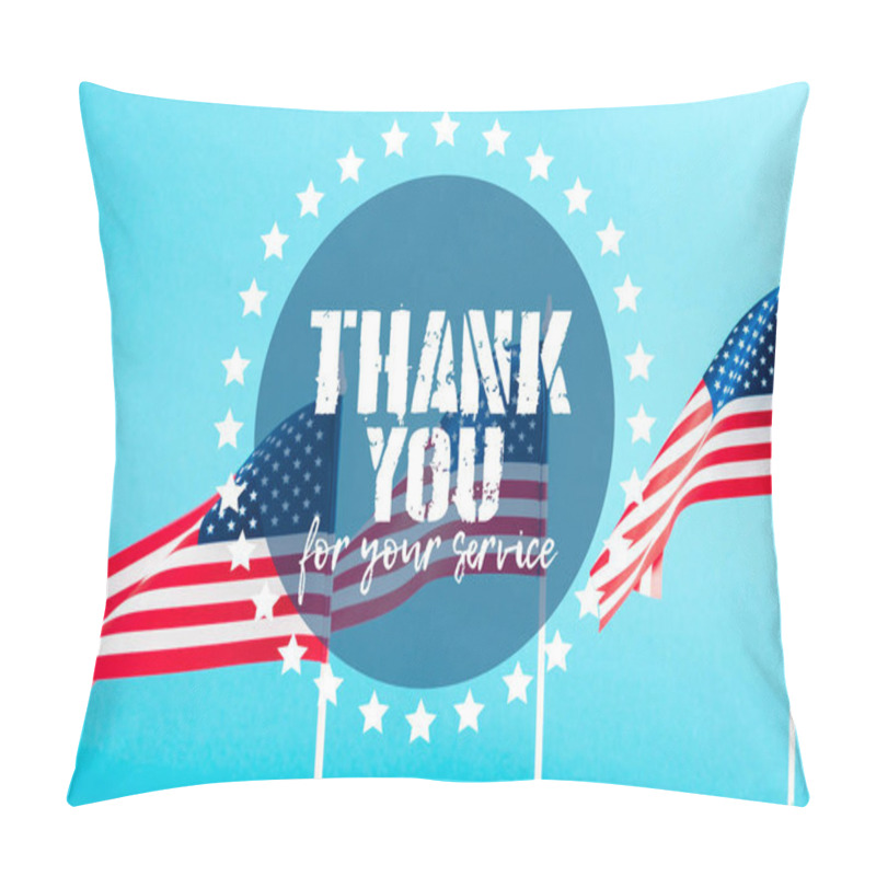 Personality  American Flags With Thank You For Your Service Lettering On Blue Pillow Covers