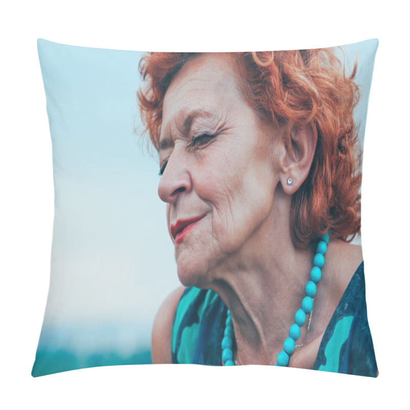 Personality  Depressed Mature Woman Feeling Alone Outside Pillow Covers