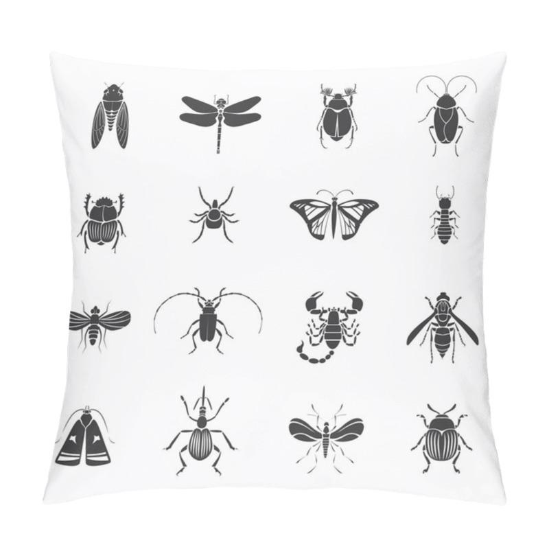 Personality  Monochrome Insects Silhouettes Set Pillow Covers