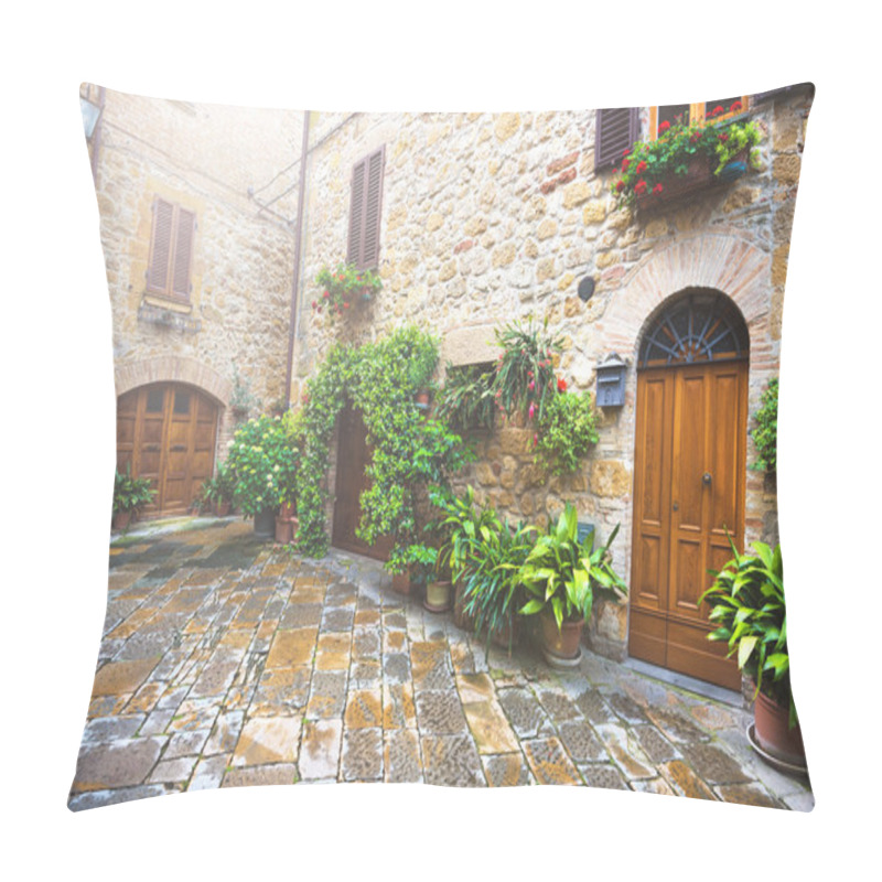 Personality  Flowery Streets On A Rainy Spring Day In A Small Magical Village Pillow Covers