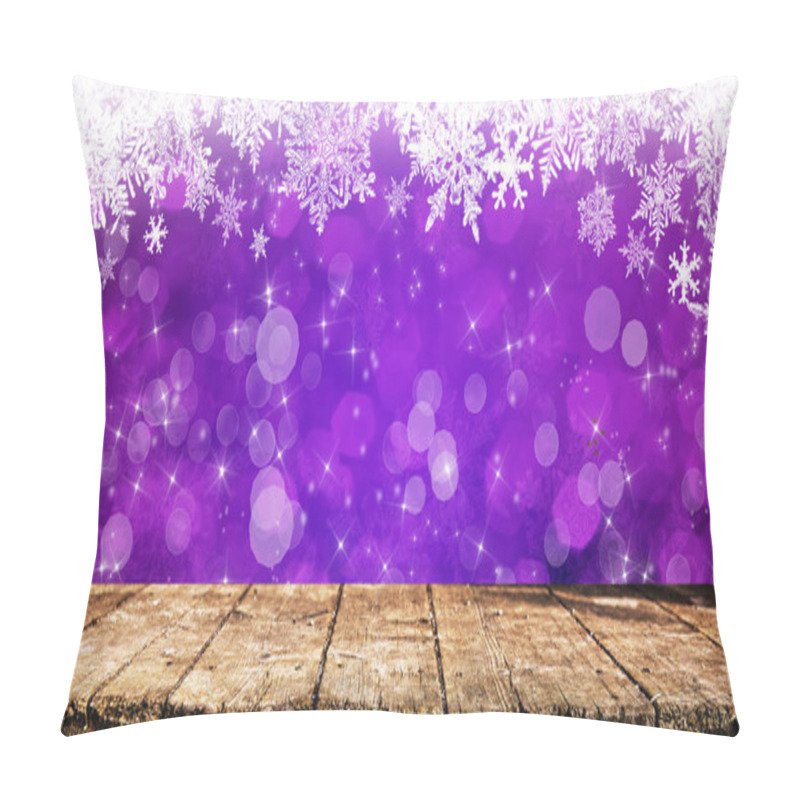 Personality  Empty Wooden Table With Christmas Background Pillow Covers